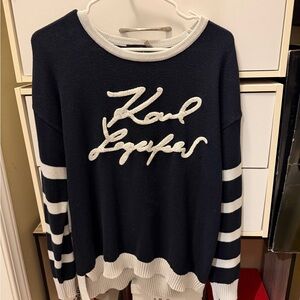 Karl Lagerfeld black and Cream Striped Sweater